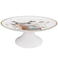 Service de Table Exquis en Porcelaine Fine Motif Cheval – Assiettes Colorées, Bols, Tasses et Présentoir Étagé 6.5-12 pouces – Idéal Hôtels et Restaurants