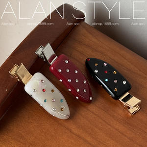 Qianjin, Новое поступление, модные заколки для волос с блестками, бриллиантовые, красные, ретро, в горошек, для ежедневного использования, ацетатные заколки для волос - Product Image 5