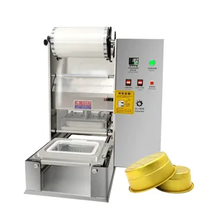 Полуавтоматическая настольная машина для запечатывания пищевых лотков, упаковочная машина для запечатывания пластин с азотом для домашнего бизнеса