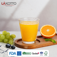 Lakotto 320ml – Gobelets en verre réutilisables à motif strié martelé, verrerie gravée pour eau, thé, jus, café – Cadeaux d'affaires modernes