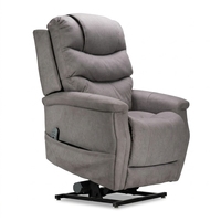 Fauteuil inclinable électrique à quatre moteurs pour personnes âgées avec appuie-tête, dossier, soutien lombaire et repose-jambes réglables, tissu gris