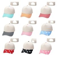 Casquette de baseball à visière imprimée à pois, en coton, 5 panneaux, réglable, avec logo personnalisé