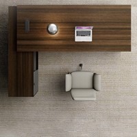 Bureau de direction moderne en forme de L avec tiroirs et rangements, mobilier commercial