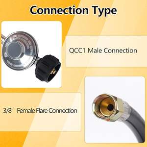 Regulador de parrilla de propano Universal QCC1 y manguera 5/8 ''tuerca acampanada hembra regulador de parrilla de <span class=keywords><strong>Gas</strong></span> piezas de repuesto conector de tubo - Product Image 4