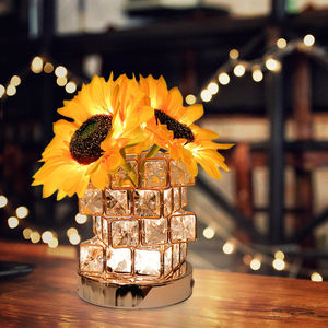 Tournesols Fleur Lampe Plug-In Rechargeable Sans Fil Interrupteur Contrôle Lampe De Table 3 Couleurs Infiniment Gradation Petite Veilleuse - Product Image 2