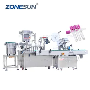 ZONESUN ZS-FAL180Z3 Double Head Peristaltic Pump Clear Plastic Reagent Test Tube Filling Capping And Labeling Machine Line