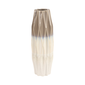 Vaso in ceramica alto con texture verticale a pieghe per l'arredamento del soggiorno - Product Image 1