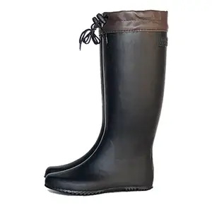 Sepatu bot hujan panjang dewasa, sepatu bot karet ringan EVA uniseks tahan air dapat digulung untuk berburu dan memancing