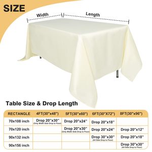 Оптовая продажа, 70*120 дюймов, бежевая полиэфирная прямоугольная скатерть для столов 5 футов для вечеринок или ужинов - Product Image 2