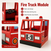 Maisonnette de jeu de rôle Station de pompiers avec camion de pompier, équipement de jeu intérieur commercial pour cafés ludiques et garderies