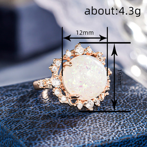 Anello Vintage Stile Opale con Zirconi, Elegante Gioiello da Donna per Feste e Regali - Product Image 4