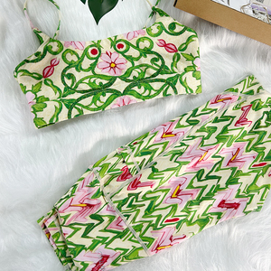 Set Fitness da donna in 2 pezzi con fiori <span class=keywords><strong>blu</strong></span> per ragazze - Product Image 2