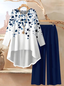 Completo Set Estivo da Donna Due Pezzi Oversize in Poliestere con Stampa a Pois, Vestibilità Ampia, Casual - Offerta Imperdibile - Product Image 3