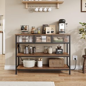 Table console moderne en bois SENYU avec 3 tiroirs pour l'arrière du canapé, idéale pour le salon, l'entrée et le rangement dans le couloir - Product Image 4