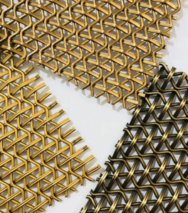 Maille décorative tissée en fil d'acier inoxydable fin plaqué or multicolore, tissu métallique architectural flexible et antirouille - Product Image 2
