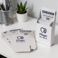 Présentoir en carton personnalisé pour cartes de visite et brochures – Support de comptoir léger et portable avec poches intégrées