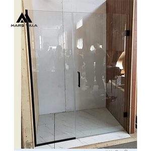 Porte de douche coulissante double à charnière en verre trempé moderne Mars Villa Em, 8 mm, sans cadre, pour séparation sèche/humide, idéale pour chambre et hôtel - Product Image 6