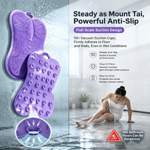 Exfoliante de espalda y masajeador de pies 2 en 1 de silicona con ventosas para montar en la pared, manos libres, para ducha - Product Image 2