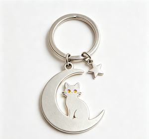 Zinc Alloy <b>Cat</b> Moon Star Keychain Metal Key <b>Ring</b> Custom Promotional Souvenir Gift - Product Image 1
