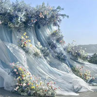 Décoration géante en organza approuvée par la FDA pour événements de location de mariages, centre de table couleur champagne, installation artistique