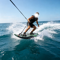Planche de ski/surf aquatique pour adulte en fibre de carbone, motif vert et blanc, idéale pour la compétition - Essentiel pour les sports nautiques