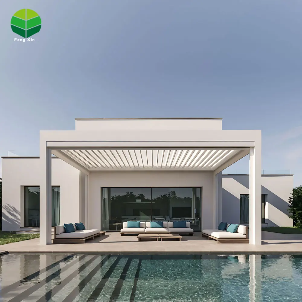 Pérgola de jardín bioclimática de aluminio Pérgola de aluminio Diseño con persianas Pérgola duradera para exteriores