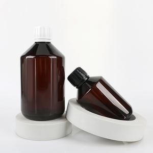 Bouteille en plastique PET marron, forme Boston, bouchon à vis, pour usage chimique, conteneur de 250 ml, 500 ml, 1000 ml avec couvercle résistant aux enfants - Product Image 1