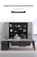 Ensemble de bureau de direction moderne en bois en forme de L personnalisable avec armoire extensible et résistant à l'usure
