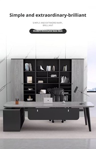 Muebles DE OFICINA DE MADERA personalizables en forma de L Modern Boss Desk Ceo Office Escritorios <span class=keywords><strong>Set</strong></span> con gabinete - Product Image 3
