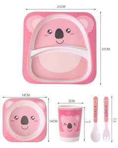 Juego de Platos y Tazones Cuadrados de <span class=keywords><strong>Melamina</strong></span> y Fibra de Bambú con Dibujos Animados para Niños, <span class=keywords><strong>Vajilla</strong></span> <span class=keywords><strong>Infantil</strong></span> al por Mayor - Product Image 2
