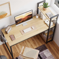 Bureau d'étude moderne avec cadre en métal robuste, étagères de rangement à 3 niveaux, réglable, portable, extensible, convertible, bureau à domicile, ordinateur