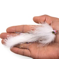 # Leurre de pêche à la mouche 2/0 Bunny Tail Streamer avec tête masquée et yeux de poisson 3D en époxy pour eau salée, pour la pêche au bar, au brochet, au musky et au steelhead