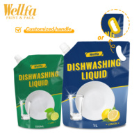 Pochettes souples personnalisées avec bec verseur pour recharge de gel douche, shampoing, liquide vaisselle, savon liquide, lessive – 2L, 3L, 4L