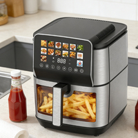Nuevo Diseño Moderno, Olla Eléctrica Digital Multifuncional de Acero Inoxidable con Pantalla LCD a Color y Táctil, 8L 9L, Sin Aceite