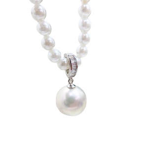 Collar con Colgante de Plata S925 con Cuentas Redondas Planas de 10-13 mm, Accesorios de Perlas para DIY, Hebilla de Colgante Vacía 30973 - Product Image 5