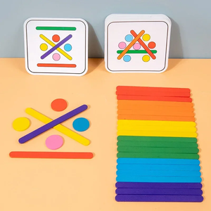 Rompecabezas Montessori para niños, juego de rompecabezas 3D de madera, palo Tangram, forma de anillo geométrico, juguetes educativos para niños pequeños - Product Image 2