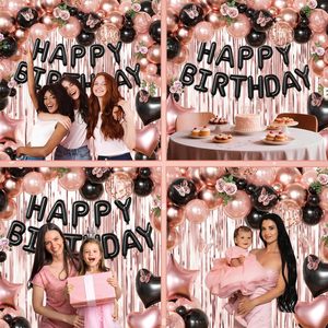 <span class=keywords><strong>Kit</strong></span> d'arche de ballons en papier métallisé or rose avec lettres « Happy Birthday » noires de 16 pouces pour fête d'<span class=keywords><strong>anniversaire</strong></span> de <span class=keywords><strong>fille</strong></span> - Product Image 2