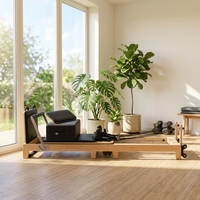 Appareil de Pilates Reformer de Haute Qualité en Bois d'Chêne et d'Érable, Pliable, Portable, Professionnel et Commercial pour la Maison
