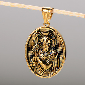 Collier Pendentif en Acier Inoxydable Hip Hop Saint Benoît <span class=keywords><strong>Barbara</strong></span> Jésus Jéhovah André Michel Chrétien, Bijou Tendance pour Homme - Product Image 6