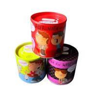 Caliente nuevo diseño de forma ovalada sonido personalizado música moneda banco dinero ahorro caja de lata para los niños
