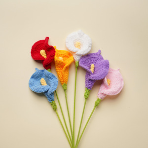 Handmade Crocheted Calla Lily <b>Wool</b> Flower Artificial Flower Home Decoration Valentine'S Day Environment-Friendly Yarn <b>Craft</b> - Product Image 1