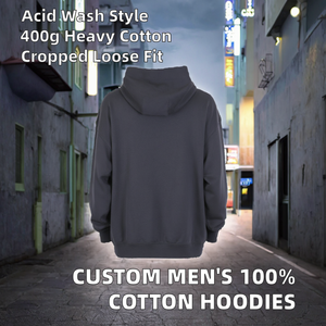 Sweat-shirts streetwear pour hommes, personnalisés OEM, 100% coton éponge, imprimés, délavés à l'acide, épais, effet usé, longueur standard - Product Image 2