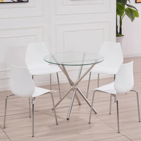 Table de salle à manger en verre trempé transparent de haute qualité