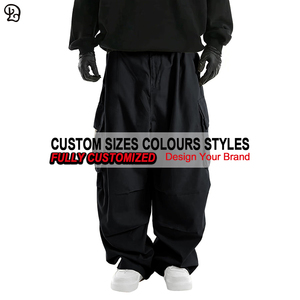 מכנסי דגמ\\\"ח רחבים לגברים, בסגנון רחוב, עם שרוך אלסטי, גזרה רפויה, מכנסי ריצה, מכנסי טיולים עם כיסים - Product Image 5