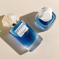 Flacon de parfum de luxe en verre carré 50ml 100ml, design vertical cannelé, bouchon unique irrégulier, logo personnalisé, flacon pulvérisateur vide unique