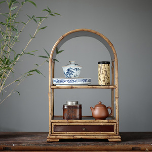 Mueble de Bambú Meilu Hecho a Mano para Té, Estante, Almacenamiento de Juegos de Té, Soporte para Té, Mueble de Almacenamiento, Estilo Retro Chino - Product Image 3