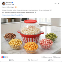 PC-1038 Pembuat Popcorn Tegangan Ganda 24.2x19.7x20cm