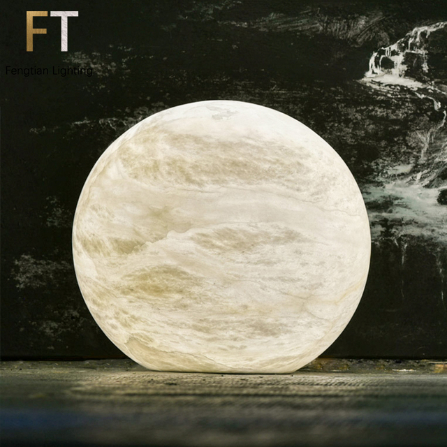 Table Lamp High-end Imported Snow Stone Table Lamp Bedroom Simple Spherical Alabaster Table Lamp