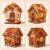 Kit de Modélisme DIY 3D en Bois, Peinture Diamantée, Maison Gothique d'Halloween avec Sorcière et Corbeau, Ensemble d'Art Diamanté Perle, Cadeau