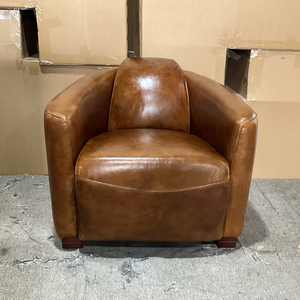 Defaico <span class=keywords><strong>Fauteuil</strong></span> de <span class=keywords><strong>club</strong></span> à cigares en cuir véritable <span class=keywords><strong>marron</strong></span> vintage <span class=keywords><strong>Fauteuil</strong></span> en cuir de vachette - Product Image 3